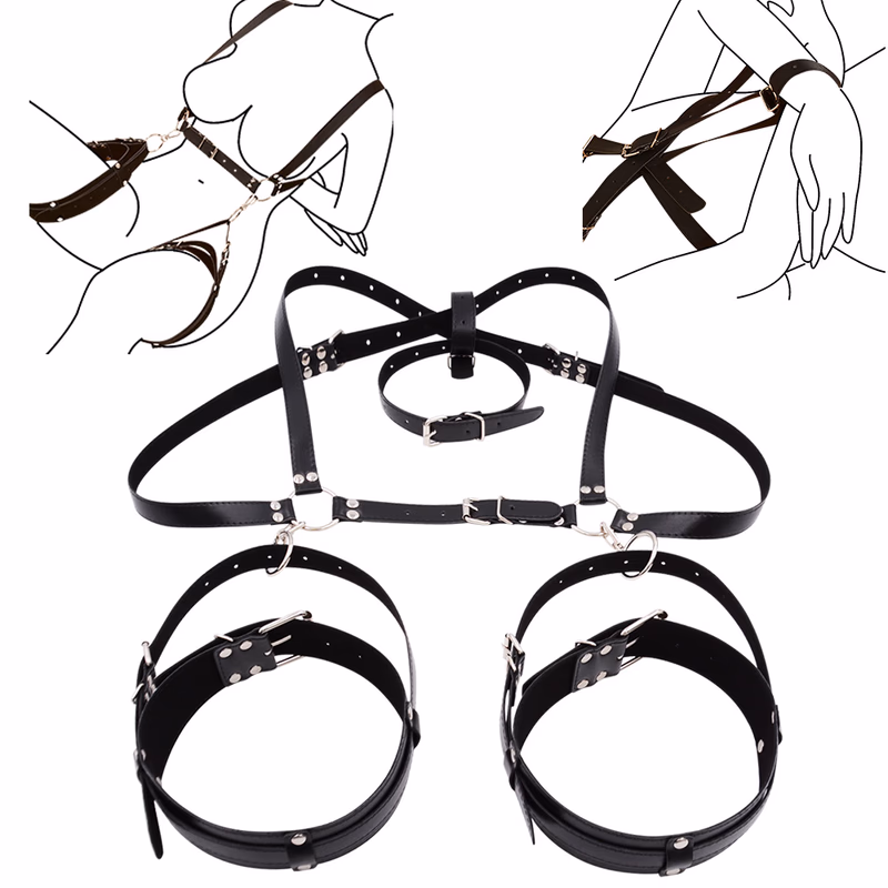 Female leg-split binding strap, black