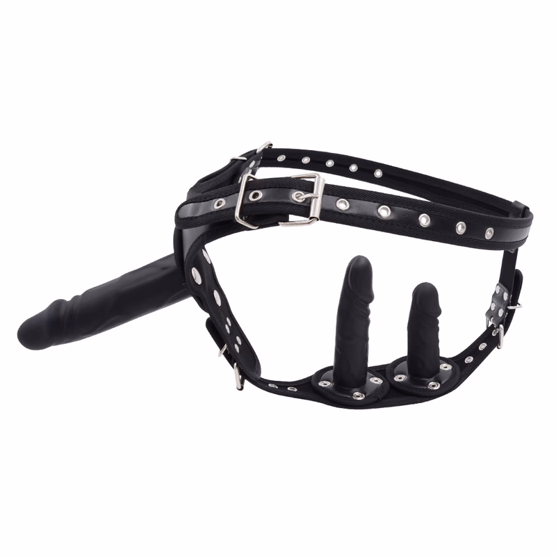 Women's wearable phallus panties, masturbation panties (18/13/10cm), black