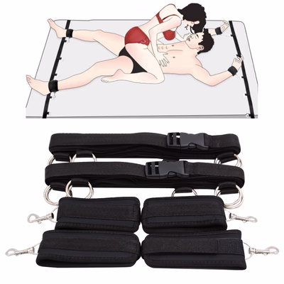 SM bed bondage set, black