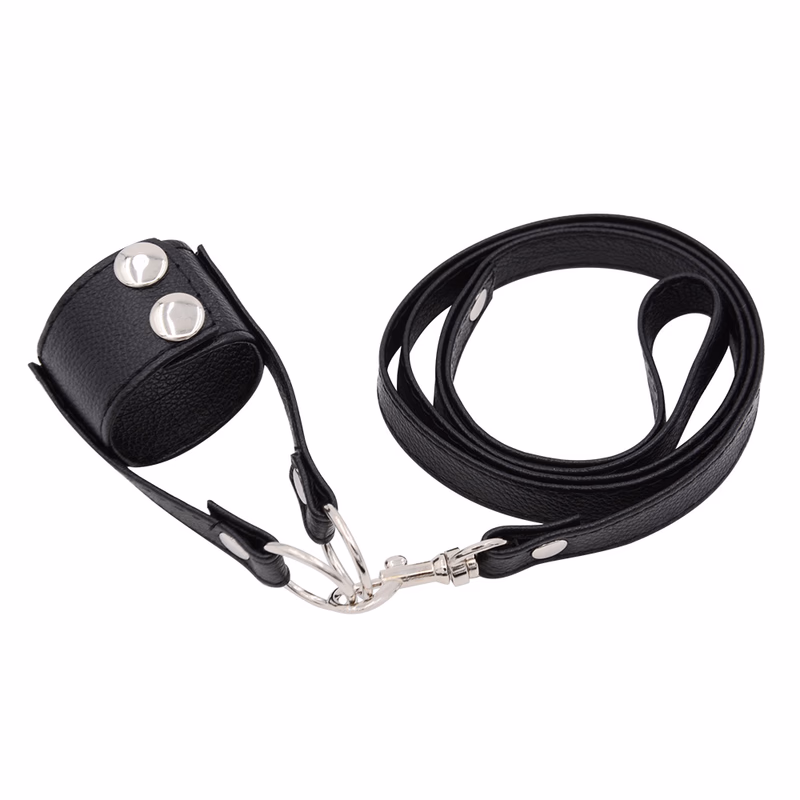 Male scrotal restraint, chastity belt, black