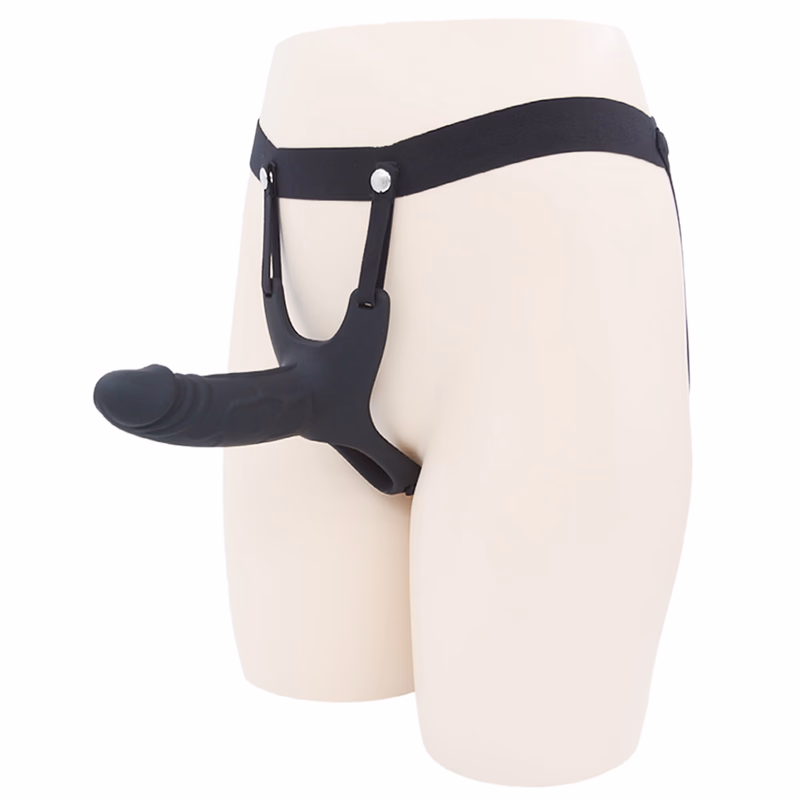 Male silicone hollow wearable penis sleeve - 14cm, black