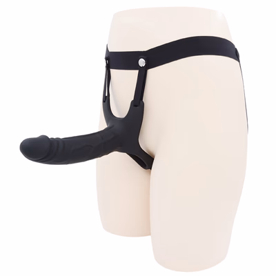 Male silicone hollow wearable penis sleeve - 17cm, black