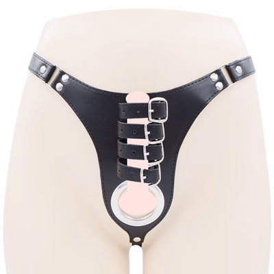 Male chastity lock phallus pants, black