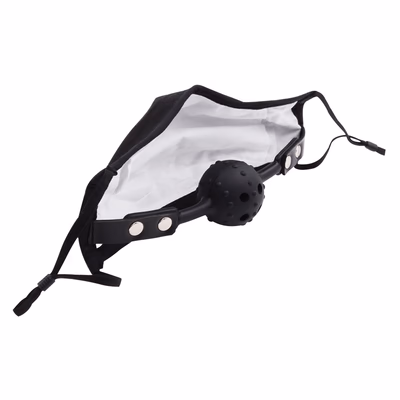 Cotton and silicone mouthpiece mask, black with holes