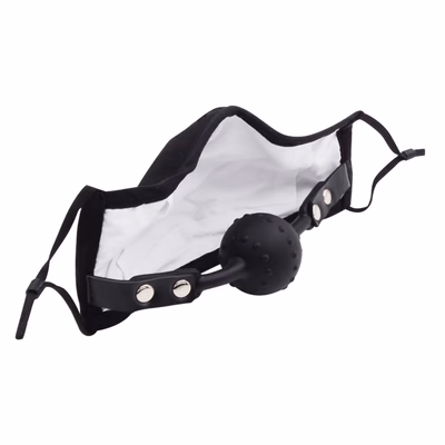 Cotton and silicone mouthpiece mask, black - no holes