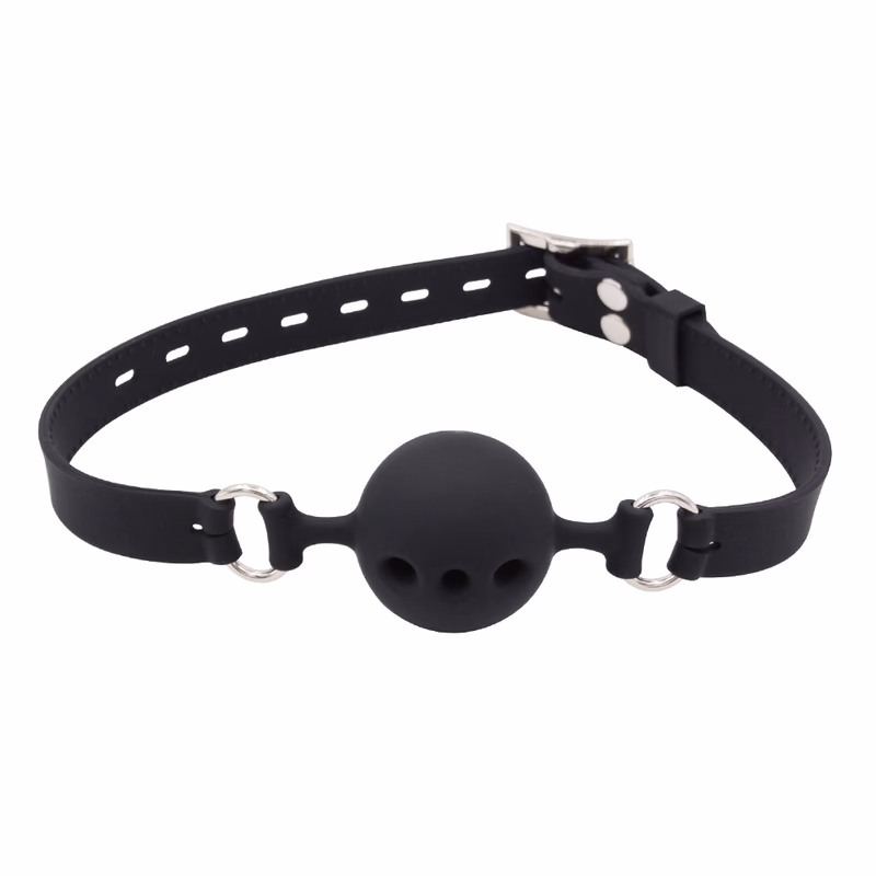 Adjustable silicone gag, black - medium