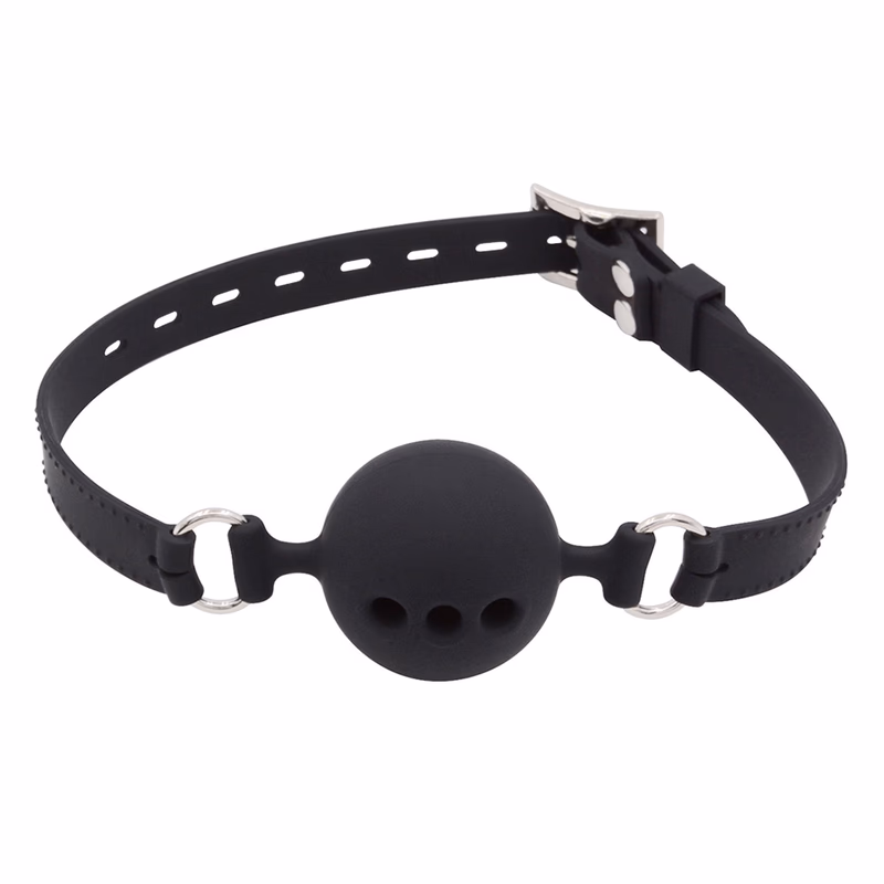 Adjustable silicone gag, black - large