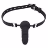 Adjustable silicone band silicone dildo gag, black