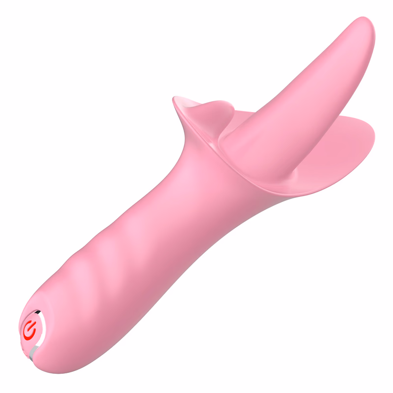 Silicone vibrator, tongue-licking masturbator, pink