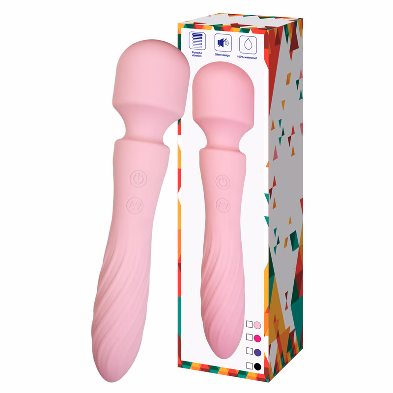 Double-headed vibrating dildo for women, with thrusting, vibration, massage, and silent operation, Pink