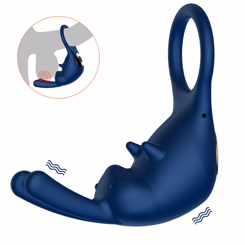 10-frequency rechargeable vibration delay and semen-locking ring with strong vibration for both men and women, a masturbation device for couples.