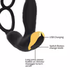 Remote-controlled male prostate massager, anal plug, double-ring semen-locking delay masturbator with silent design.