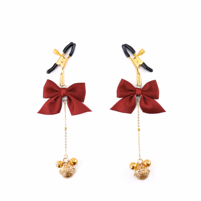 Wine-red crocodile nipple clamps