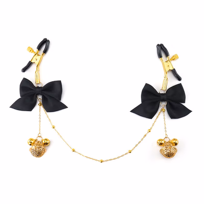 Black alligator nipple clamps with chains