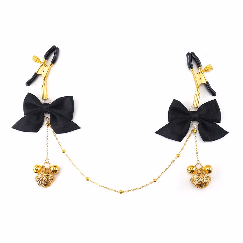 Black alligator nipple clamps with chains