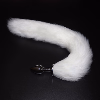 Anal plug + tail + lubricant (large) white