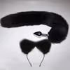 Anal plug + tail + lubricant + headband (large) black