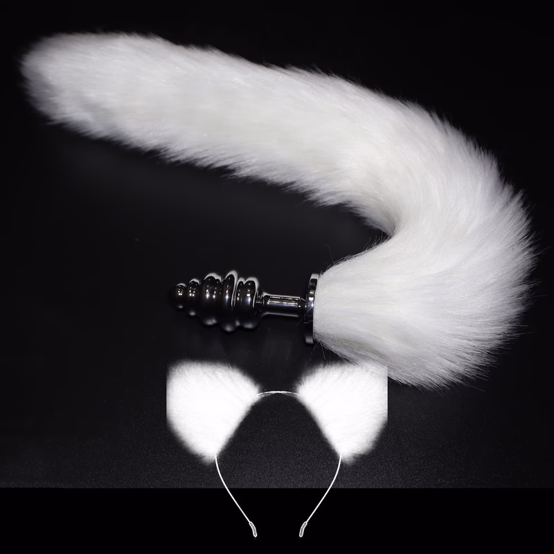 Nut plug + tail + lubricant + headband (large) white