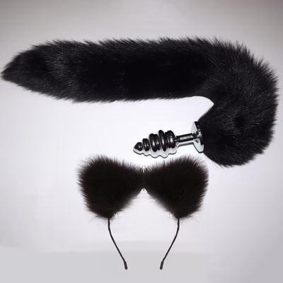 Nut plug + tail + lubricant + headband (large) black