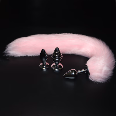 Three types of anal plugs + pink tail