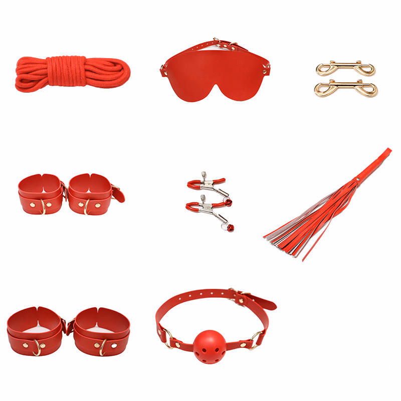 Bright red 8-piece set [Black box packaging]