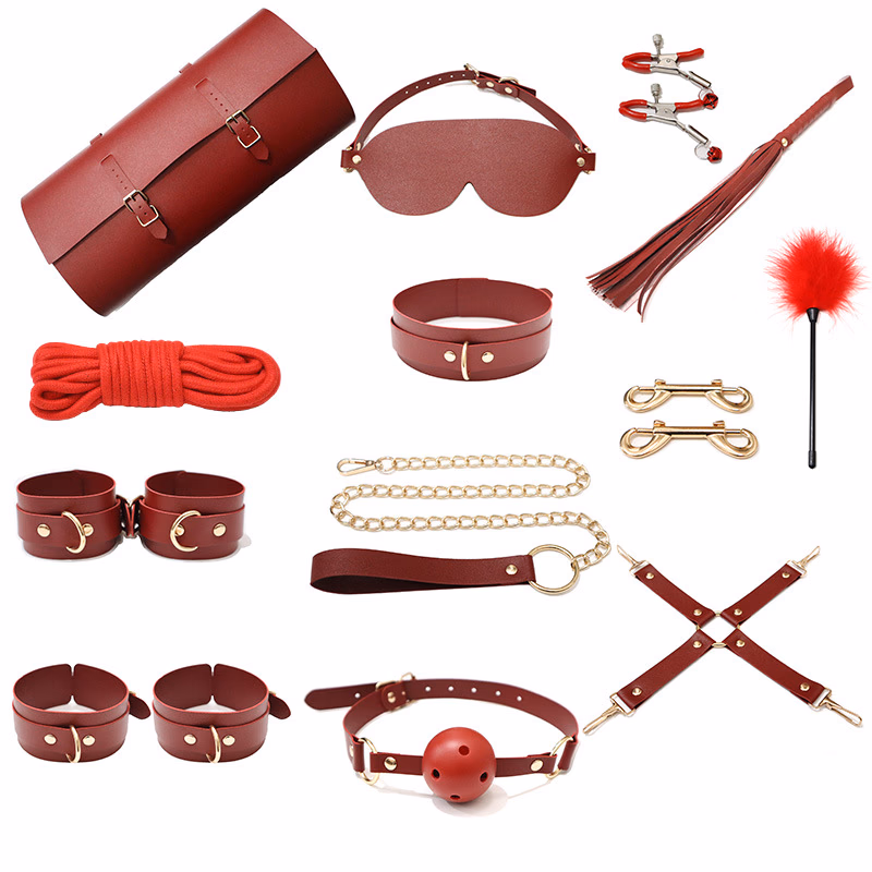 Burgundy 13-piece set [with leather bag]