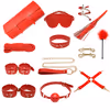 Bright red 13-piece set [with leather bag]