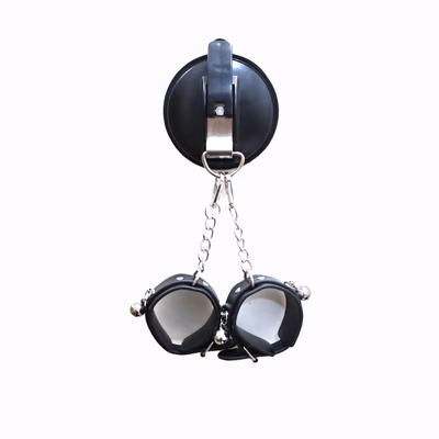 Suction cup and silver bell handcuffs [thick leather]