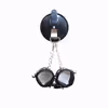 Suction cup and silver bell handcuffs [thick leather]
