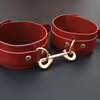 Burgundy leather handcuffs
