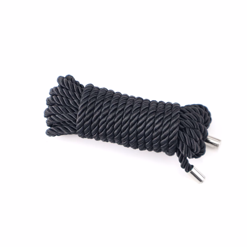 Black 5-meter silk rope with metal end