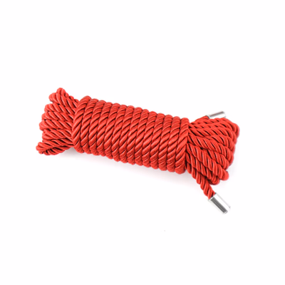 Wine-red, 5-meter silk rope with metal ends