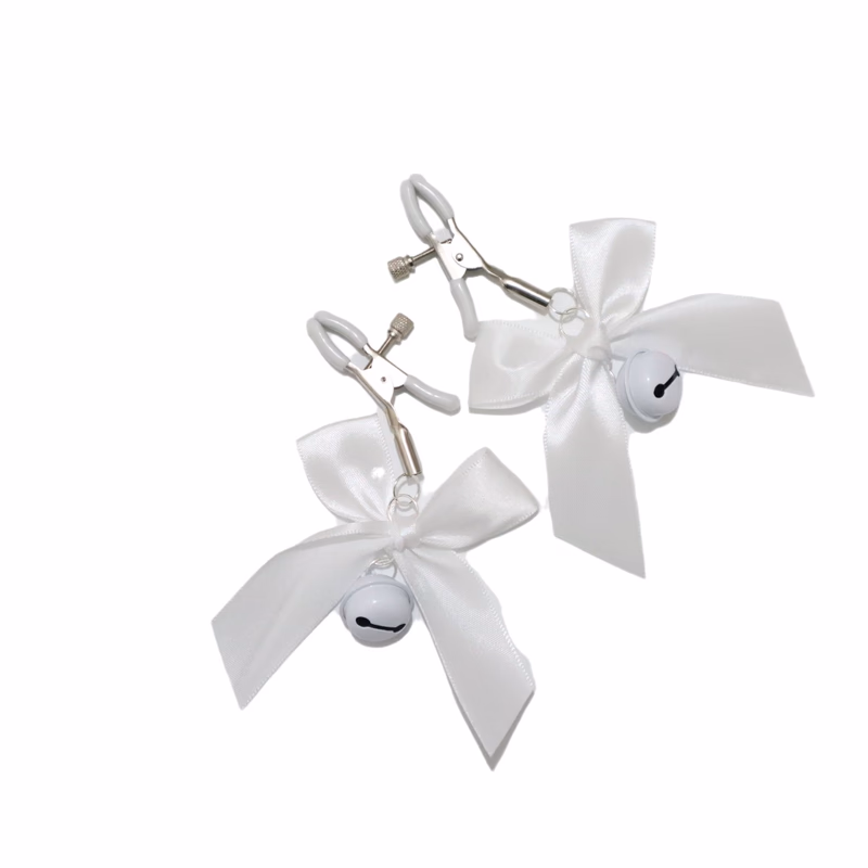 White bow nipple clamps