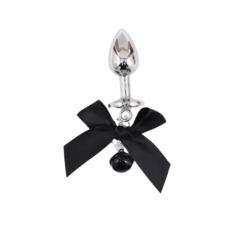 Black bow + bell + anal plug