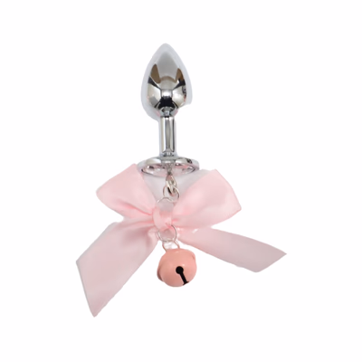 Pink bow + bell + anal plug