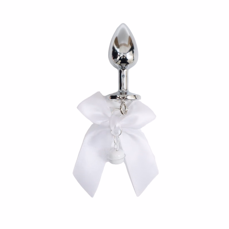 White bow + bell + anal plug