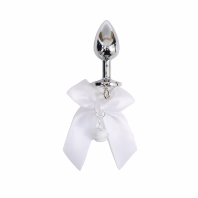 White bow + bell + anal plug