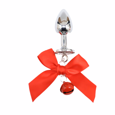 Red bow + bell + anal plug