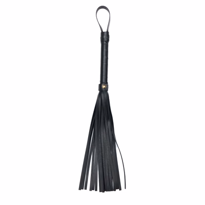 Black double-sided leather whip
