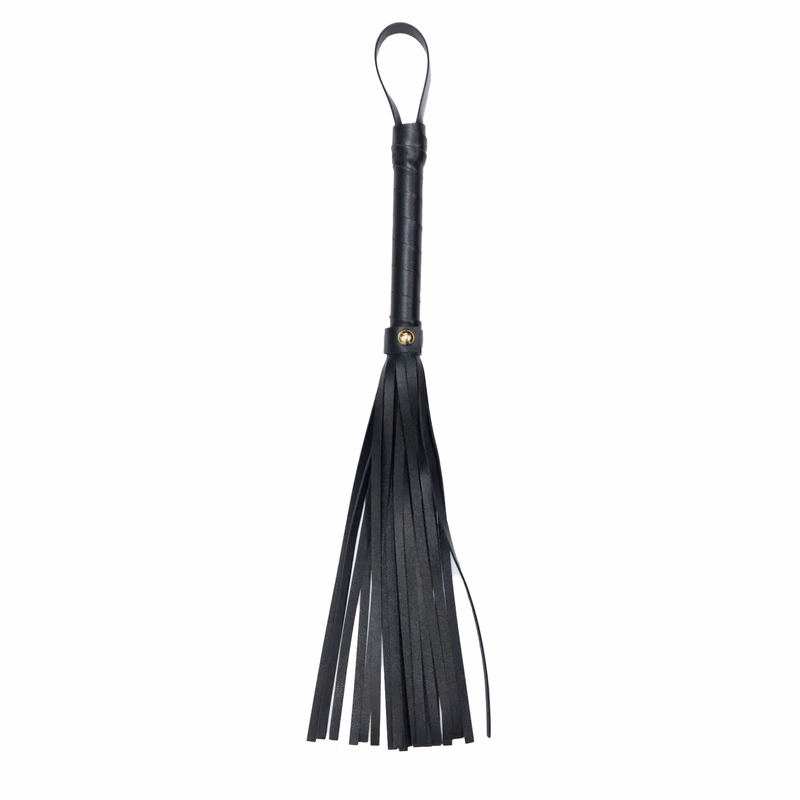 Black double-sided leather whip