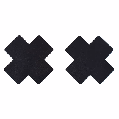 Black cross-shaped nipple covers