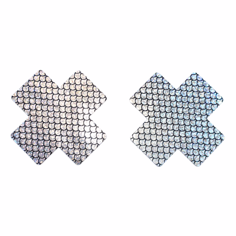 Snake-print cross nipple covers