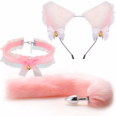 Pink three-piece set (removable anal plug)
