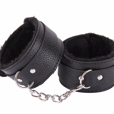 Plush black handcuffs