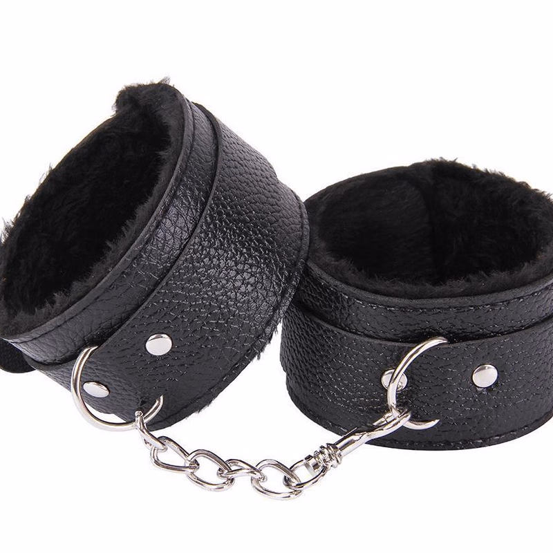 Plush black handcuffs
