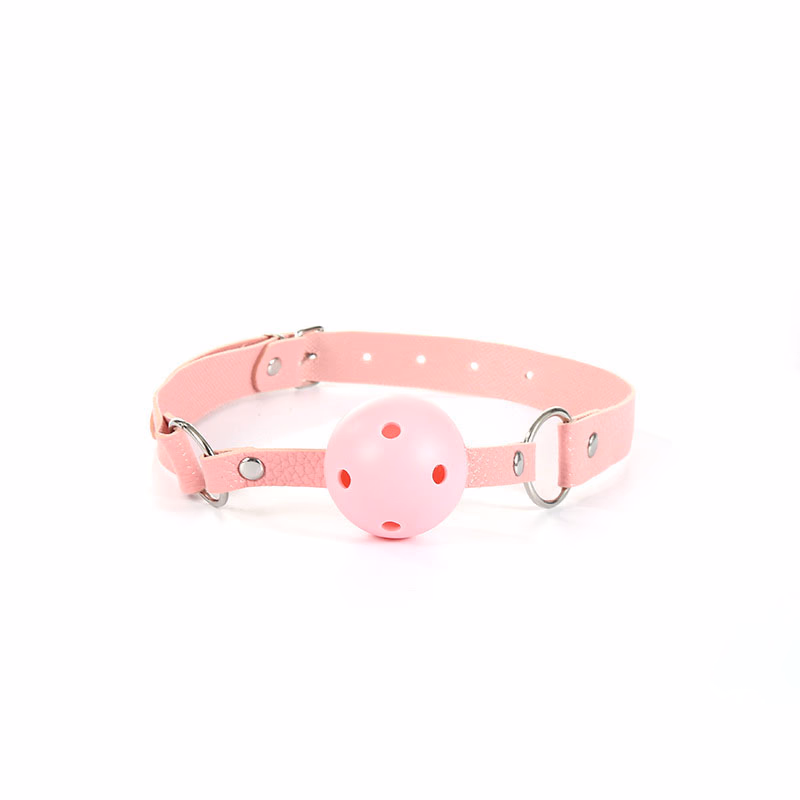 Metal anal plug, pink plastic gag