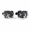 Black leather handcuffs with metal chains