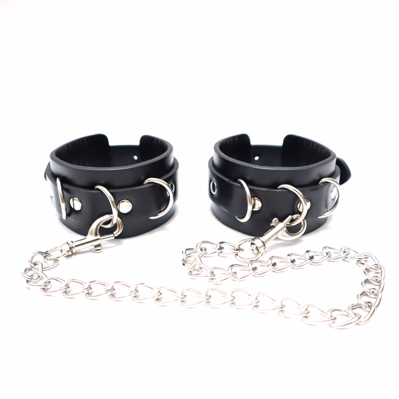 Black leg irons with metal chains