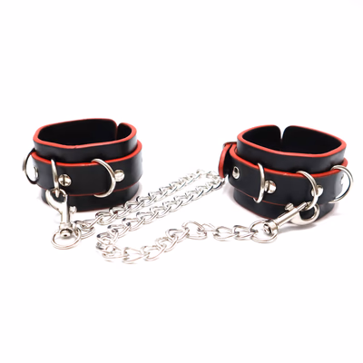 Black and red shackles with metal chains