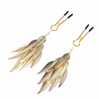 Golden willow leaf nipple clamps